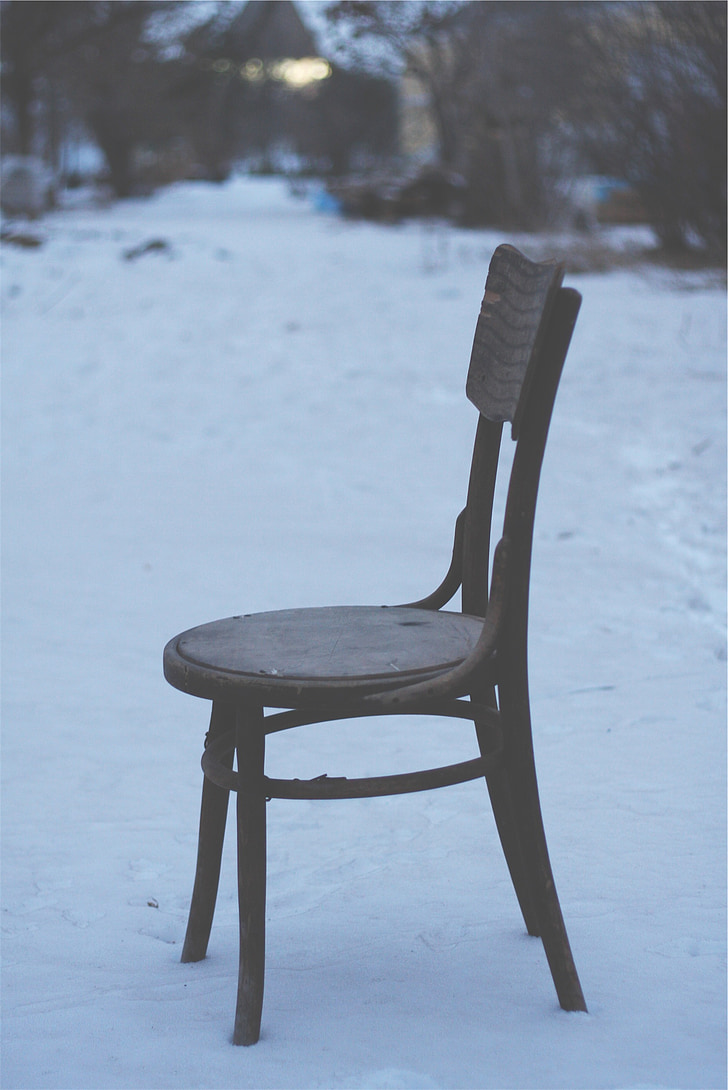 chair, winter, snow