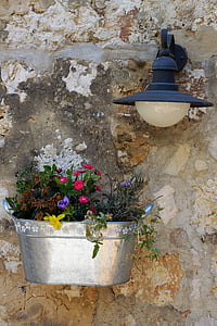 εξωτερικές, τοίχου, διακόσμηση, λουλούδια, εξωτερική, Επίτοιχο