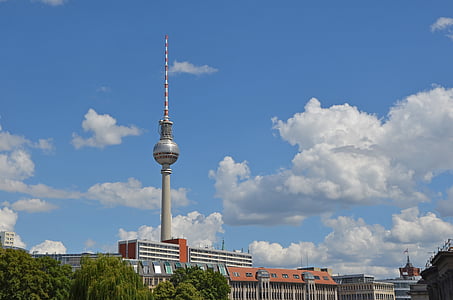 tv tower, berlin, places of interest, alexanderplatz, sky, landmark, capital