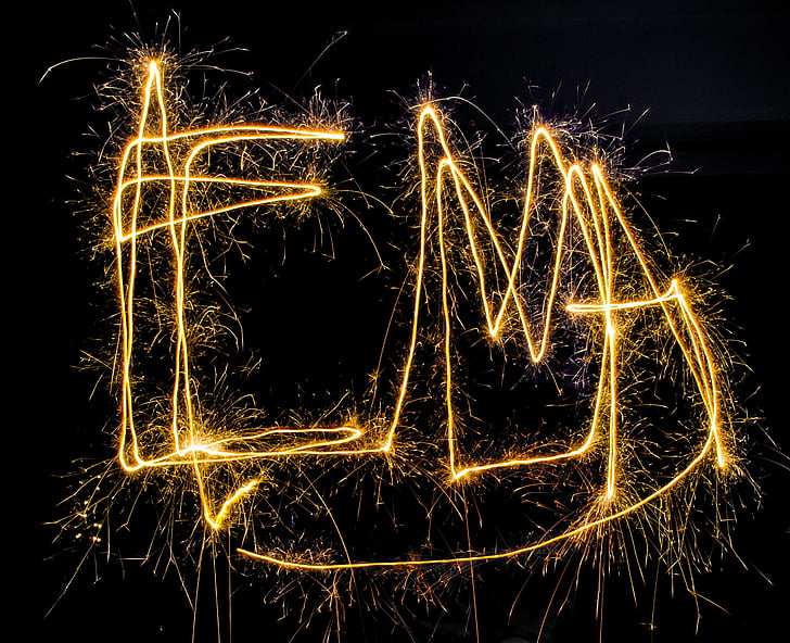 long exposure, drawing, sparkle, new year, playing, sparkling, fireworks