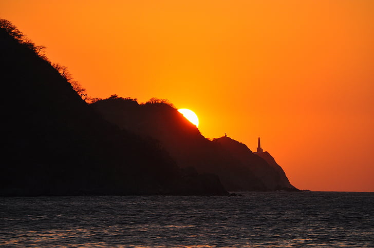 sunset, taganga, colombia, sun