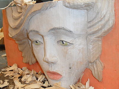 scultura, viso, donna