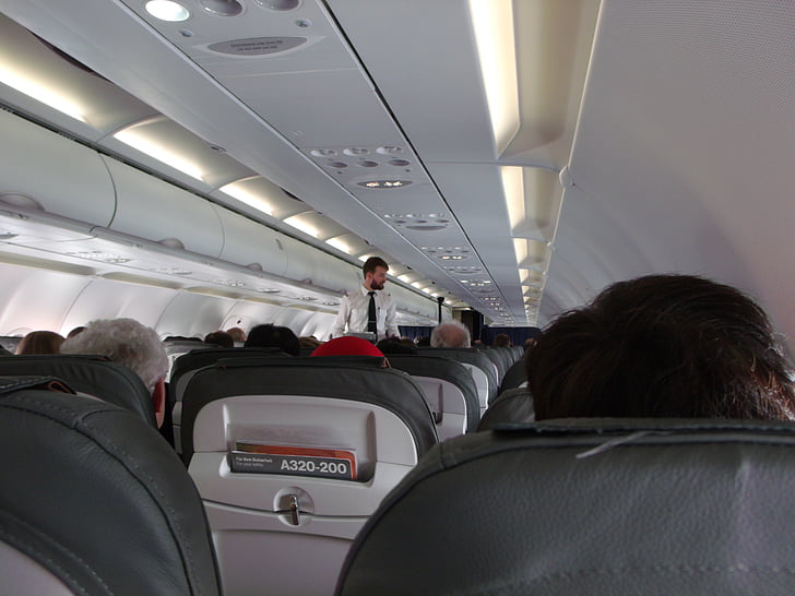 podróży, powietrza, lotu, pasażer, ludzie, kabiny, recepcjonistki