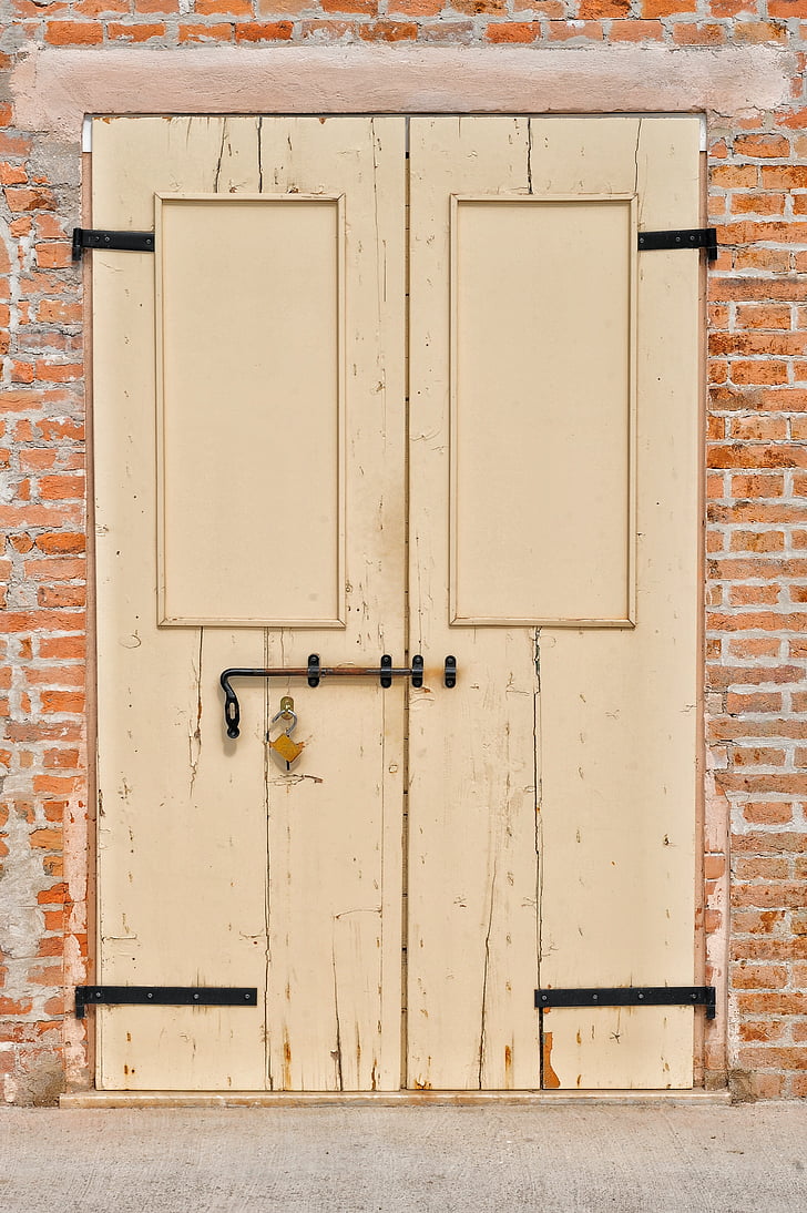 pintu, kayu, tekstur, cat, dinding, Gembok