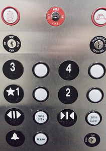 botons de l'ascensor, Ascensor, botons, panell, premsa, empenta