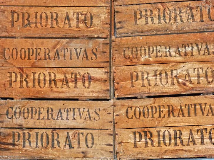cajas, cajas de madera, embalaje, Priorat, Cooperativa, antiguo, caja de madera