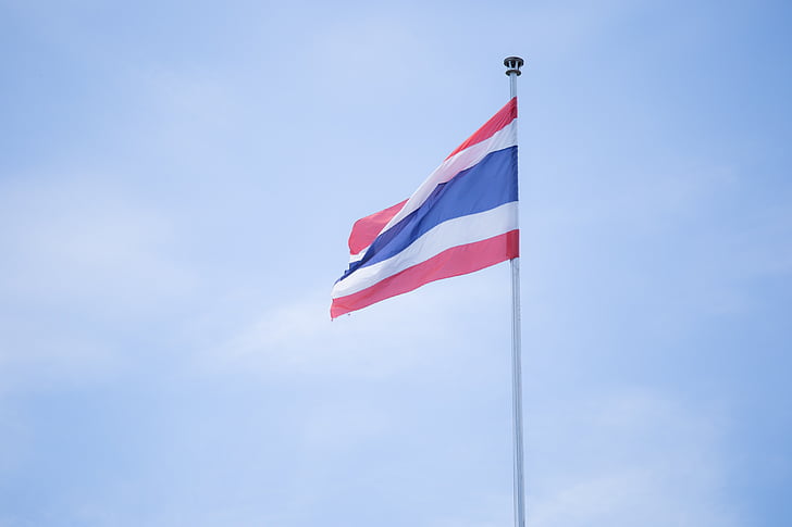 Thaïlande, drapeau de, indépendance, école, Sky, le drapeau, dépliant de drapeau