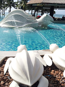 fontein, Zwembad, schildpad, Park decoraties, vakantie op zee, waterstraal, zomer