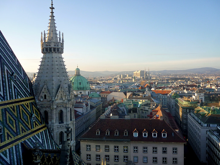 Viedeň, Panorama, Rakúsko, Katedrála St, Zobrazenie