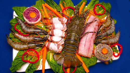 Meeresfrüchte, Hummer, Garnelen, Gourmet, Schalentiere, Fisch, Krustentier