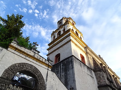 kostel, Atrium, Coyoacán, Mexico city, Federální distrikt, DF, budovy