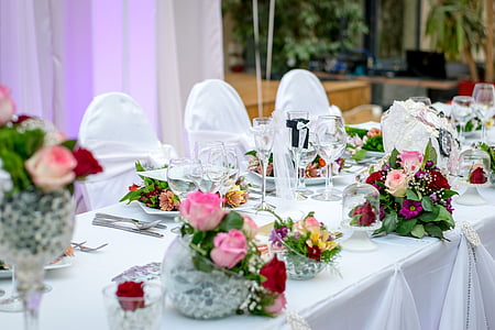 dekoration, middag, Event, roser, pladser, tabel, Tema