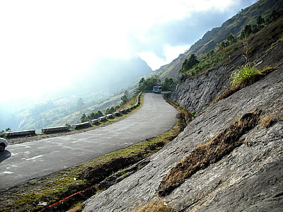 street, kerala, india, country lane, country road, road, mountain