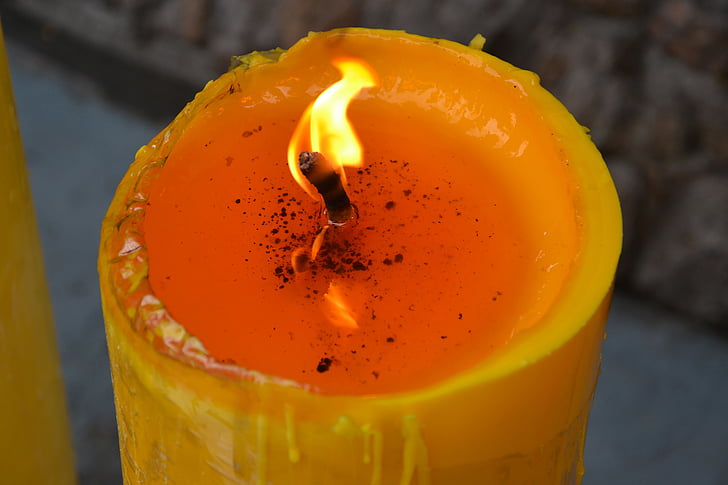 flame, candle, yellow, wax, fire, light, warm