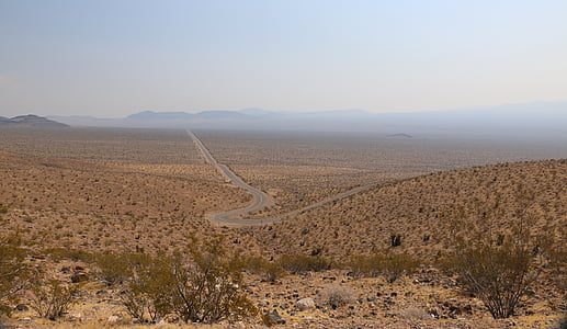 砂漠, 道路, ネバダ州, オールド ・ スパニッシュ ・ トレイル, 風景, アメリカ, ルート