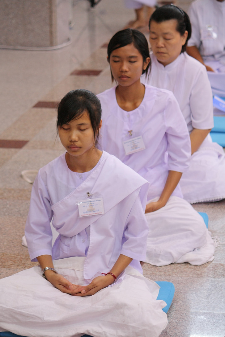 observe, religious, precepts rite, in, thai, meditation, buddhists
