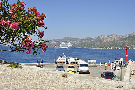 град Korčula, Хърватия, море, обувка, Адриатическо море, вода, порт