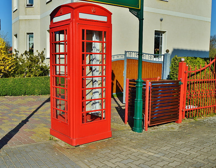 comunicació, casa de telèfon, vermell, anglès, vell, Anglaterra