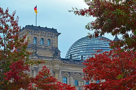 Reichstag, Béc-lin, Bundestag, mái vòm, Đức, mùa thu, tòa nhà Reichstag
