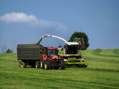 germany, landscape, scenic, farm, combine, tractor, wagon