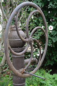 fountain, water, wheel, water pump