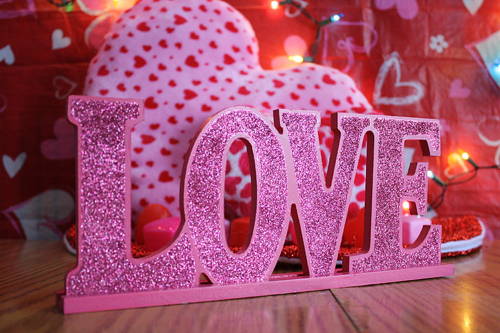 Valentine, valentinku deň, červená, ružová, srdcia, svetlá, Slávnostné