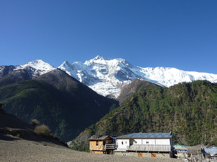 muntanyes, neu, cel, Nepal, paisatge, desert, paisatge