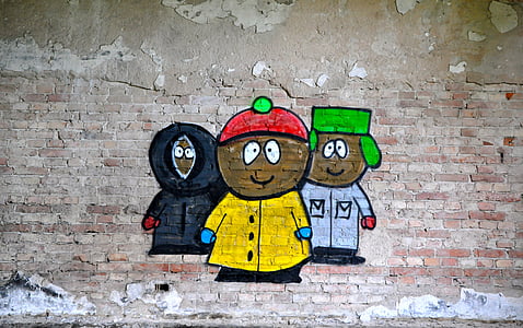 Graffiti, South park, tänavakunst, maali, Art, seina, Cartoon