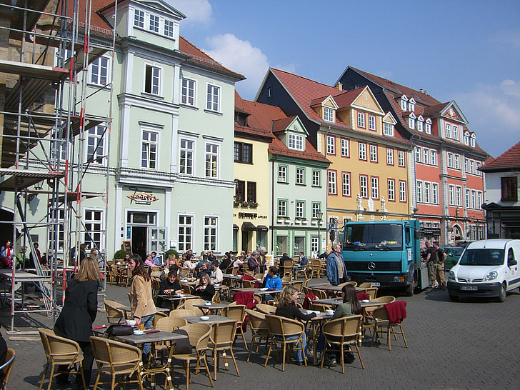 Erfurt, bâtiment, façade, marché
