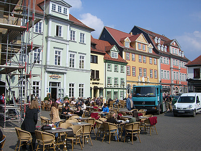 Erfurt, épület, homlokzat, piactér