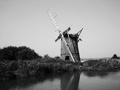 Windmill, England, gamla, historiska, arkitektur, vakant, övergiven