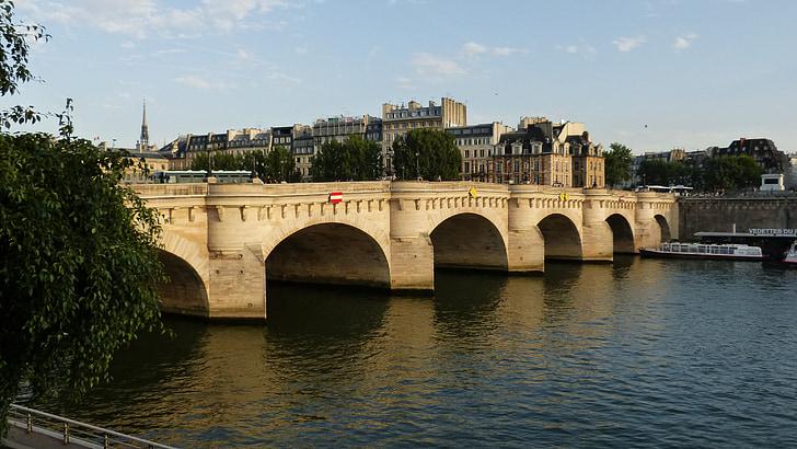 Paríž, Most, Pont neuf, jeho, vody, Francúzsko, destinácie
