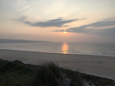 Cornwall, solnedgång, stranden