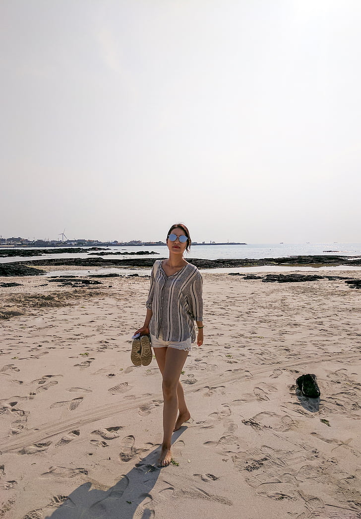 Jeju, Beach, női, nyári