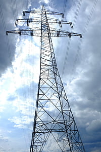 Pylon, nuværende, elektricitet, strommast, højspændingsledning, energi, højspænding