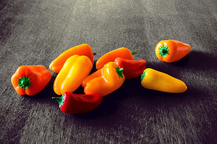 peppers, vegetables, red, yellow, orange, food, healthy