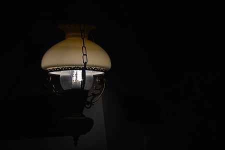램프, 빛, 어두운, 세부 사항, 그림자, 레트로, 전기 램프