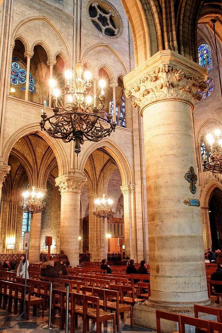 Francie, Paříž, kostel, detaily, interiér, kříž, náboženství