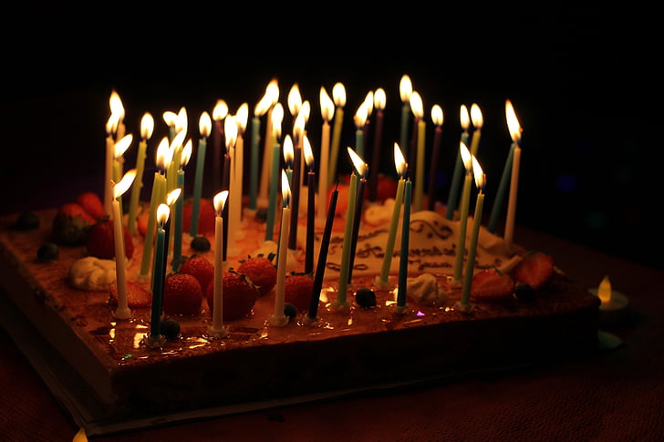 kaarsen, Festival, verjaardag, kind, taart, dessert, kaars