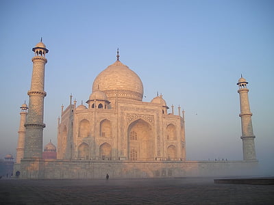 India, Taj mahal, soloppgang, arkitektur, reisemål, dome, monument