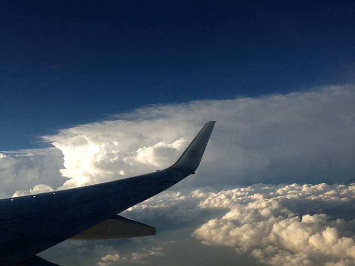 avião, forma de nuvem épico, Guadalajara, México, 2014