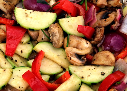 légumes, légumes grillés, Pan, République fédérale d’Yougoslavie, coloré, oignon, paprika