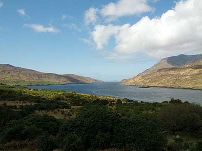 Connemara, fiord, muntanya, Mar