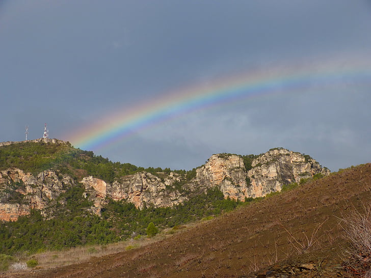 Rainbow, Vineyard, maisema, Priorat