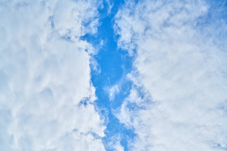 cel, núvols, blau, blanc, temps, aire, espai