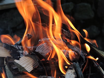 feu, barbecue, flamme, brûler, Grill
