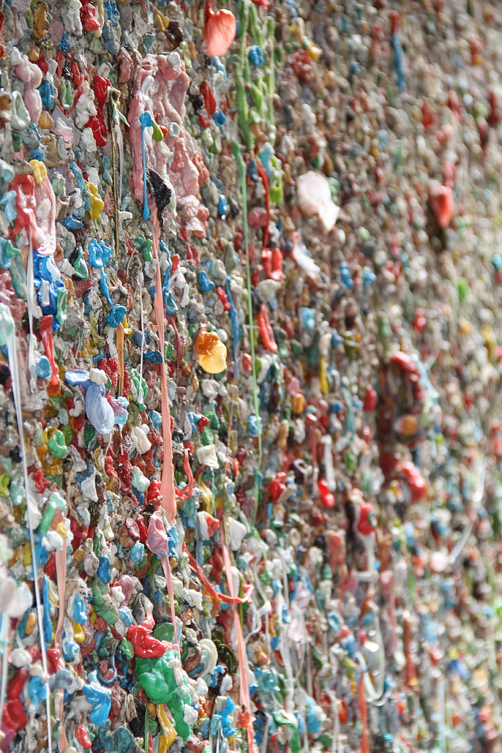 chewing gum, wall, glued, dirty, mess, texture, structure