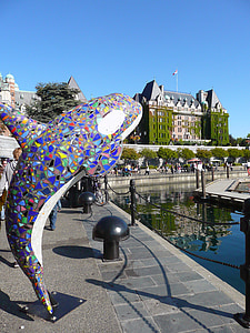 umenie, veľryba, Victoria, Britská Kolumbia, Maľba, Kanada, Empress hotel