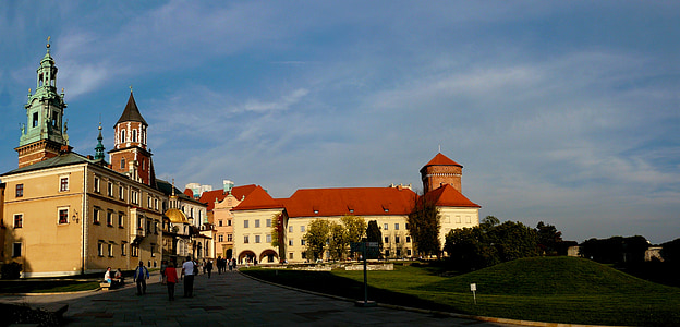 Krakov, Polsko, Wawel, Architektura, Památník, obloha, hrad