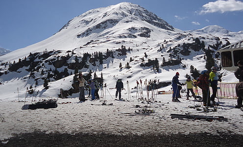 冬天, 雪, 滑雪者, 自然, 这个季节, 山脉, 视图